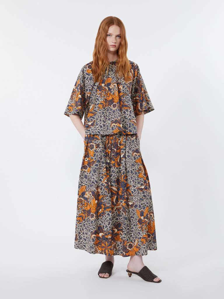 max mara printed cotton poplin blouse