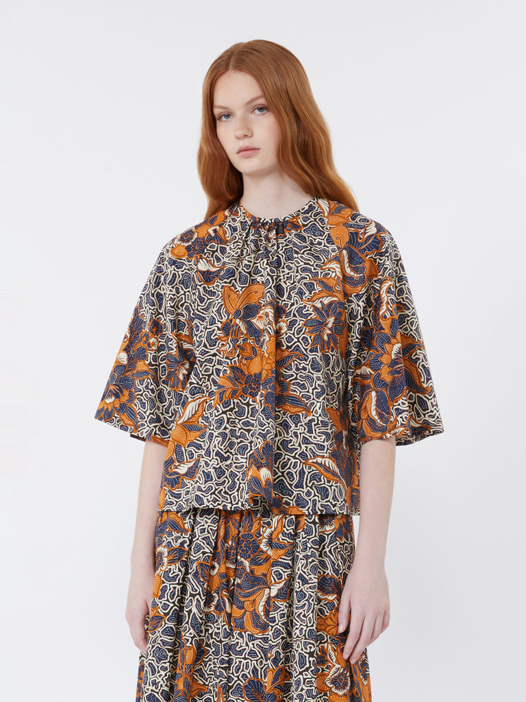 max mara printed cotton poplin blouse