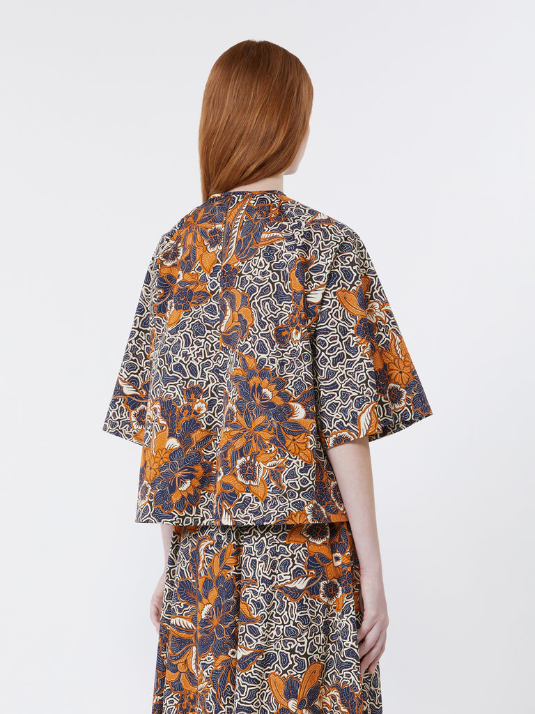 max mara printed cotton poplin blouse