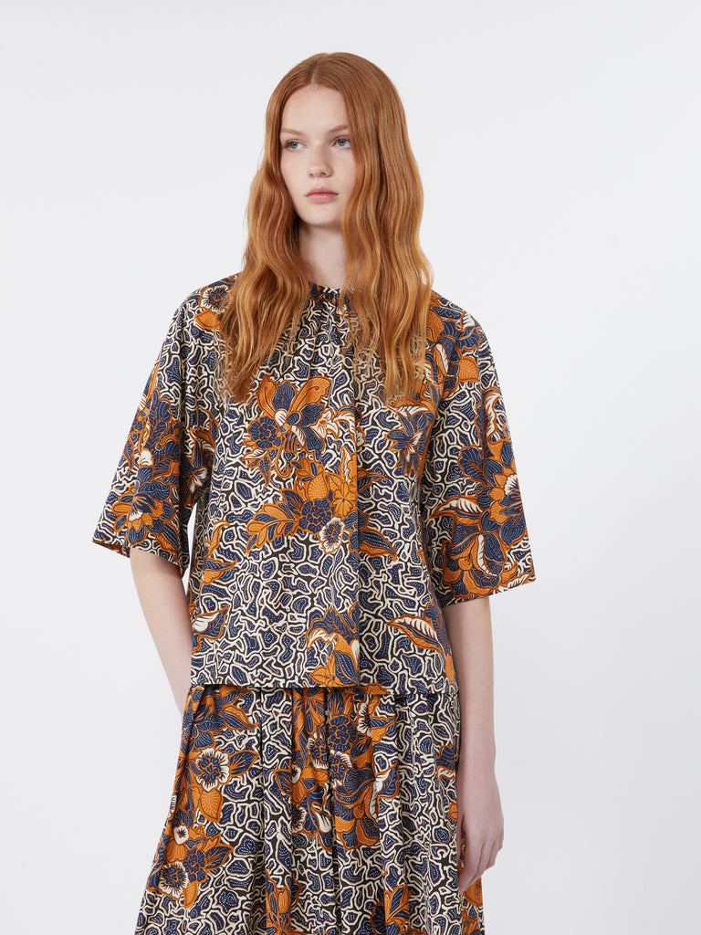 max mara printed cotton poplin blouse