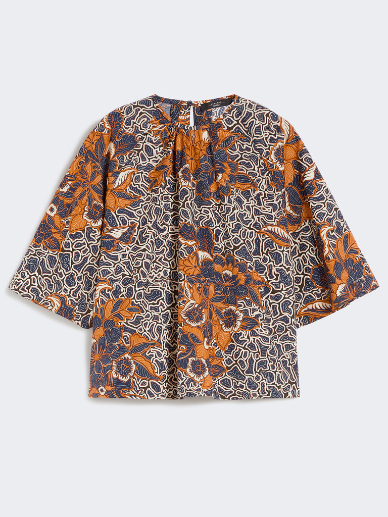max mara printed cotton poplin blouse