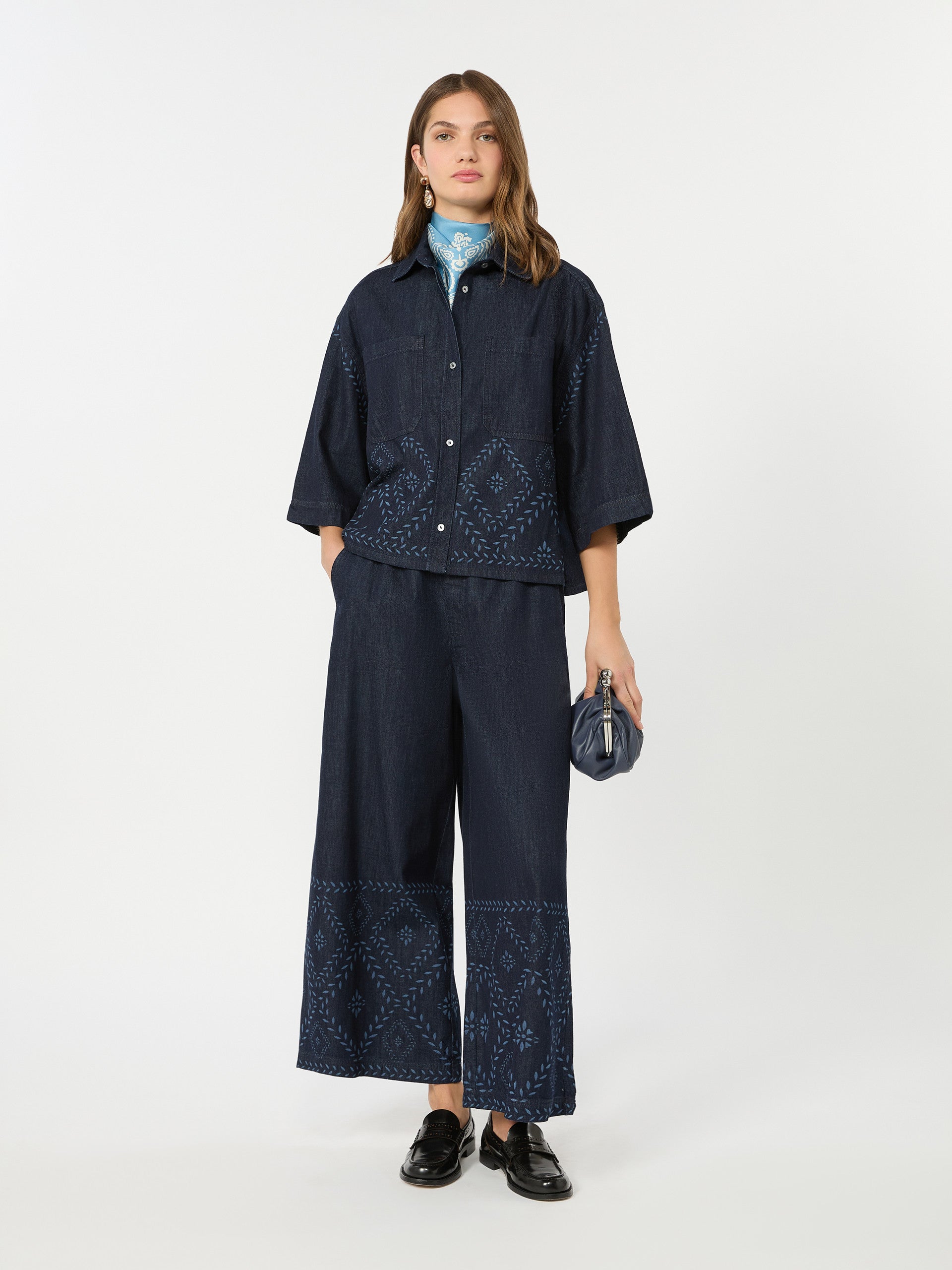 max mara boxy shirt in laser-treated cotton denim for women
