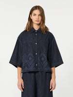 max mara boxy shirt in laser-treated cotton denim for women