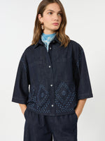 max mara boxy shirt in laser-treated cotton denim for women