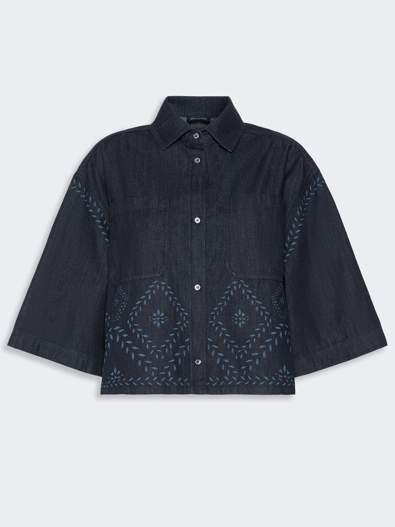 max mara boxy shirt in laser-treated cotton denim