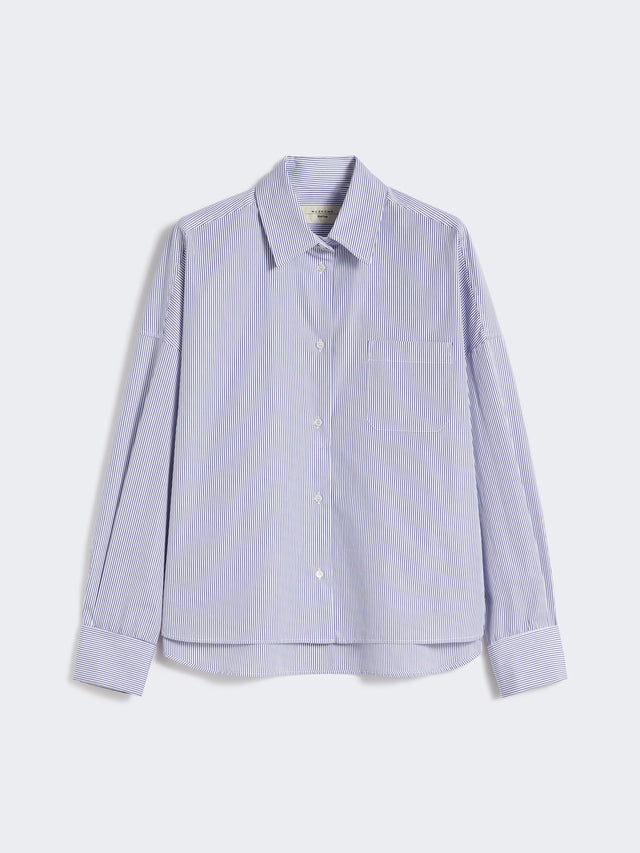 Oversized Poplin Shirt for Women - Navy - Max Mara UAE