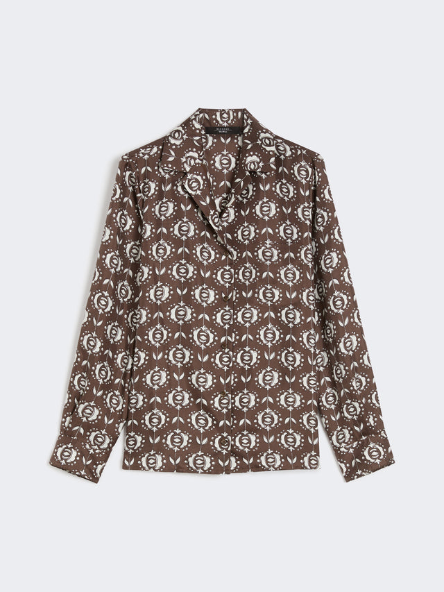 Printed silk pyjama shirt