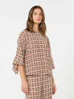 Printed Silk Crepe De Chine Blouse for Women - Antique Rose - Max Mara UAE