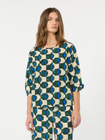 Printed Silk Crepe De Chine Blouse for Women - Dark Green - Max Mara UAE