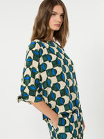 Printed Silk Crepe De Chine Blouse for Women - Dark Green - Max Mara UAE
