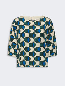 Printed Silk Crepe De Chine Blouse for Women - Dark Green - Max Mara UAE