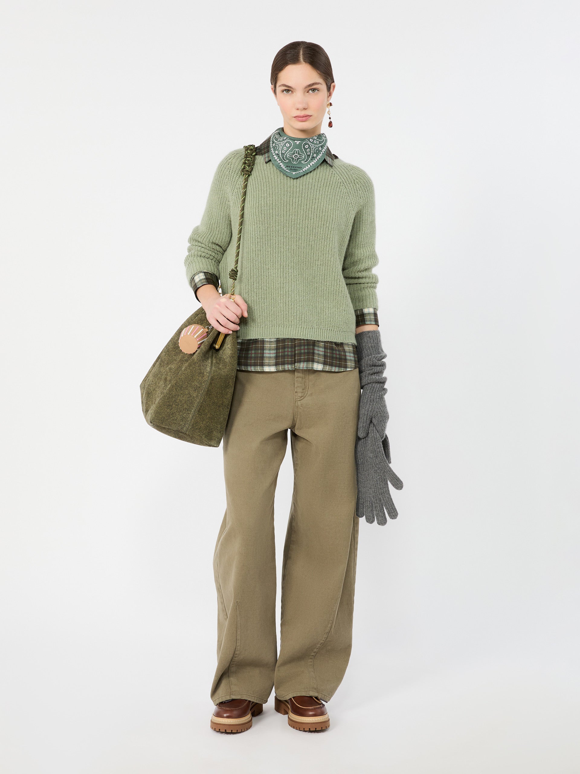 max mara checked silk twill shirt for women