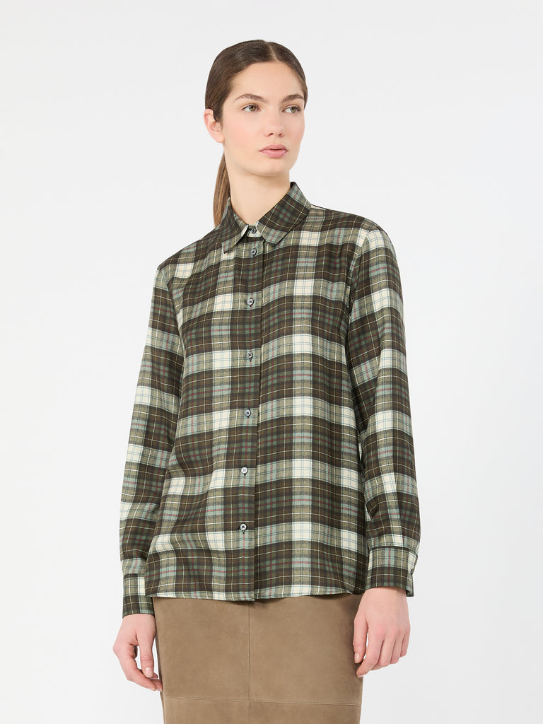 max mara checked silk twill shirt