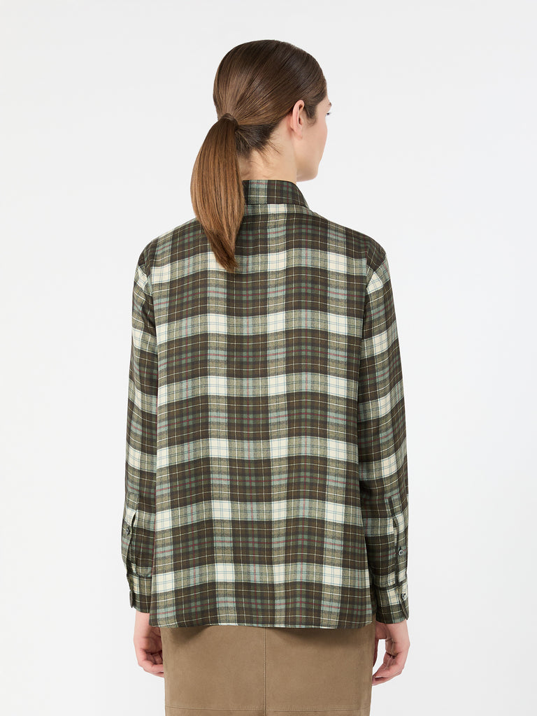 max mara checked silk twill shirt