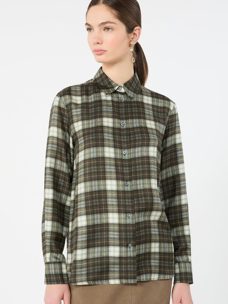 max mara checked silk twill shirt