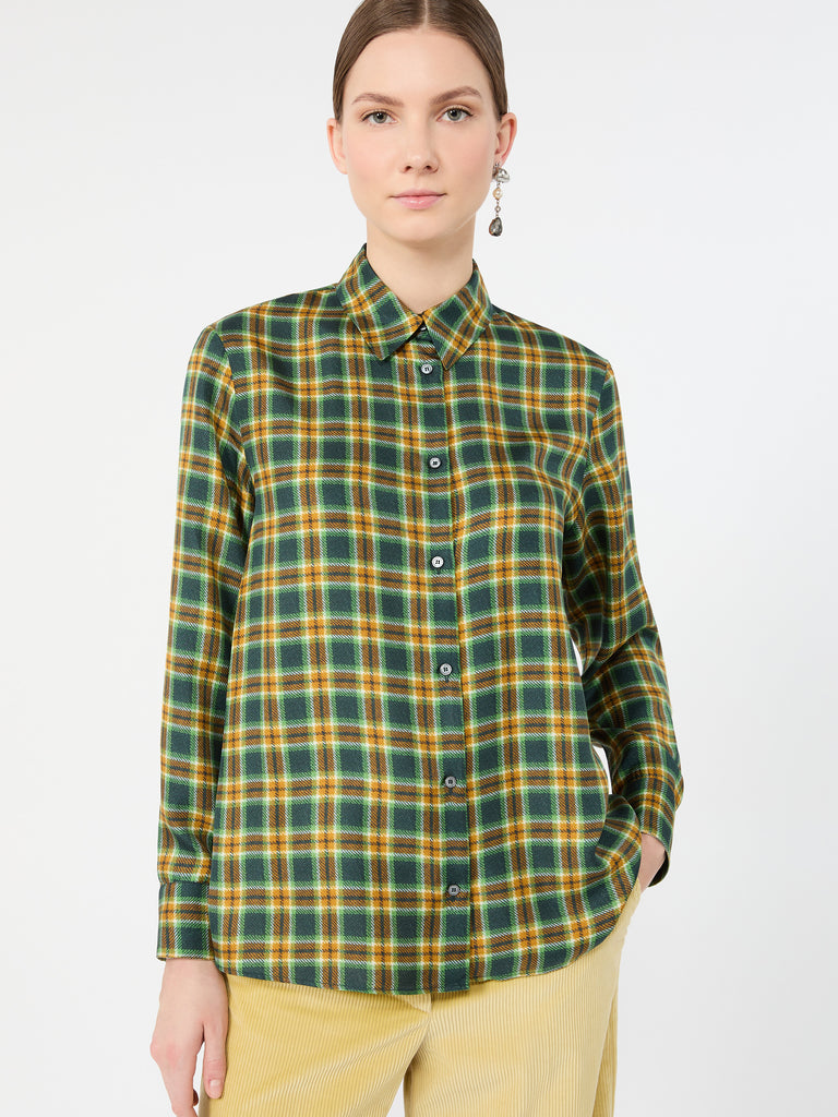 max mara checked silk twill shirt