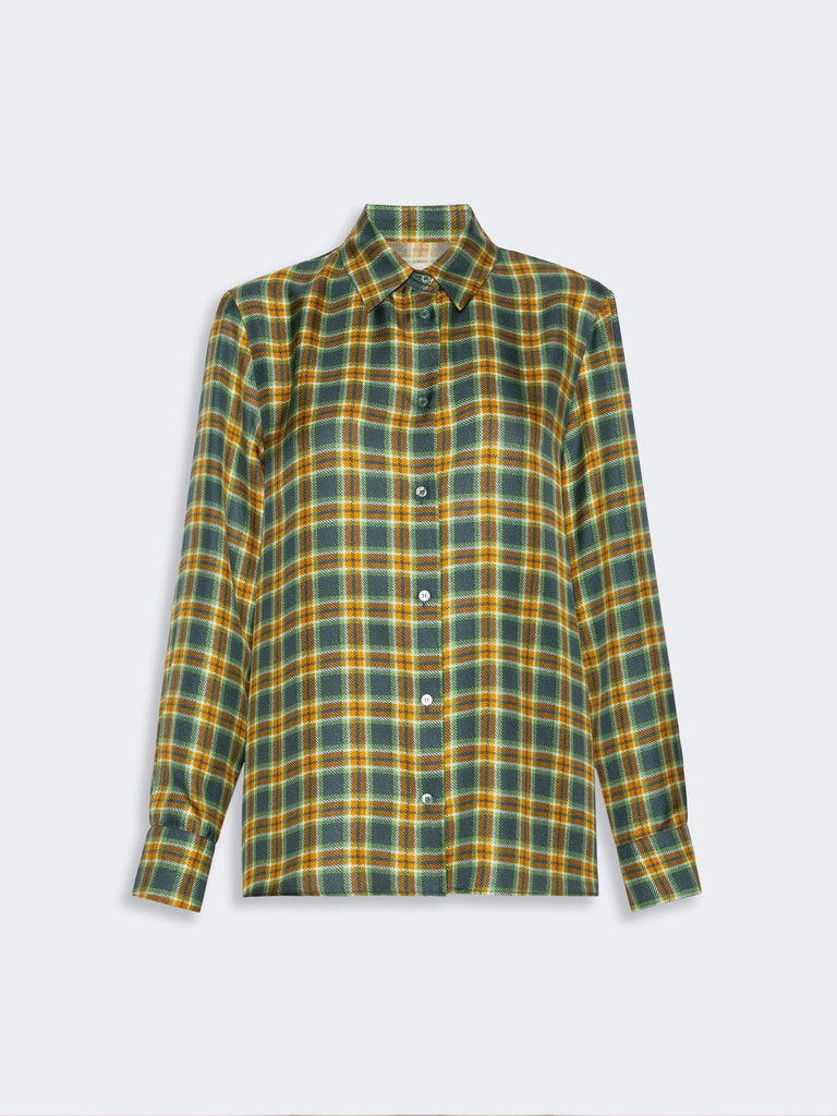 max mara checked silk twill shirt