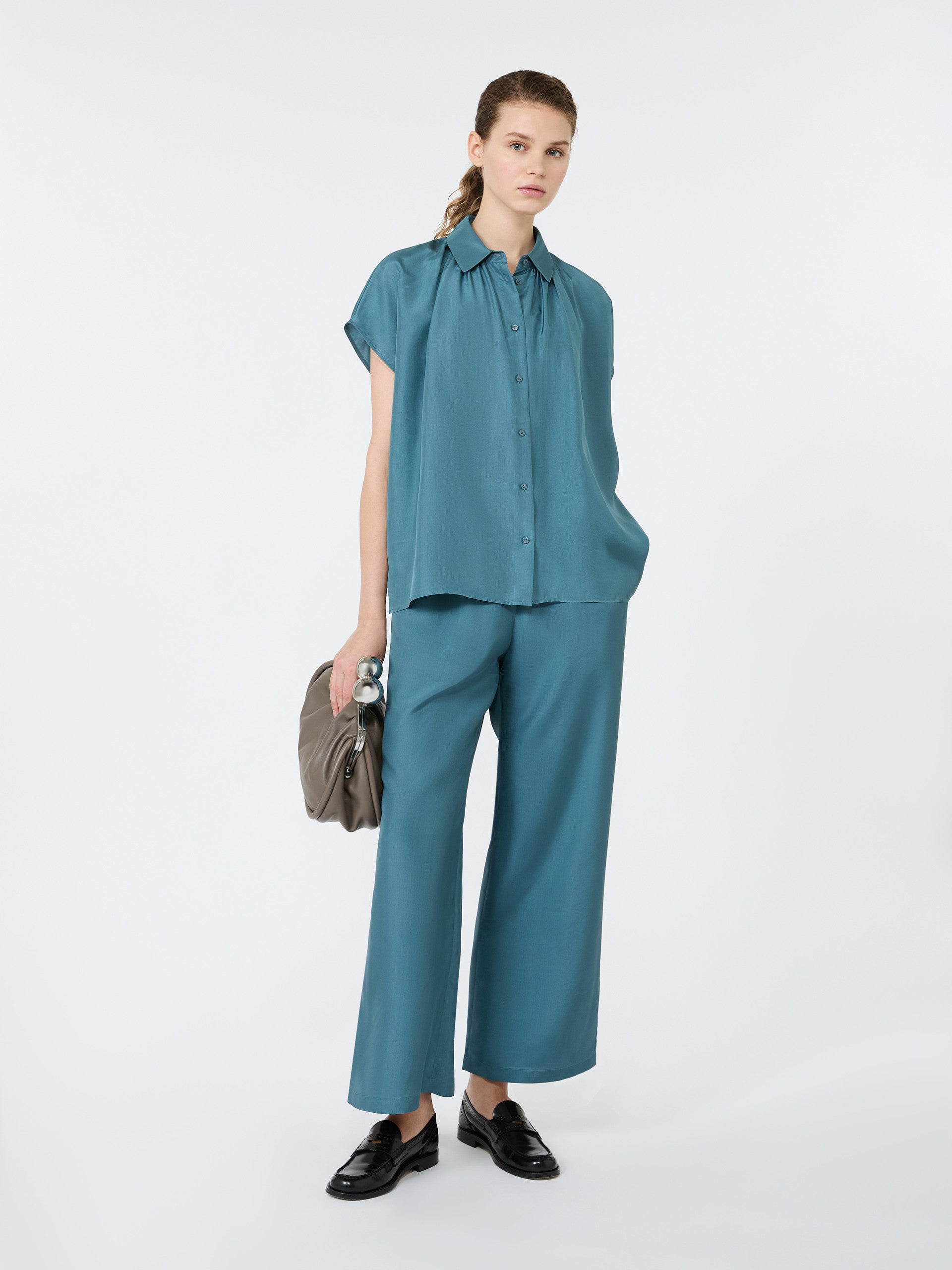 max mara loose shirt in habotai silk for women