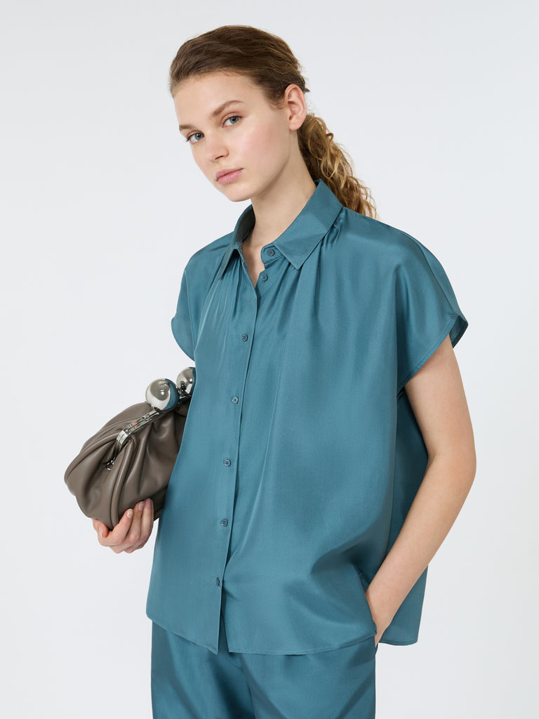 max mara loose shirt in habotai silk