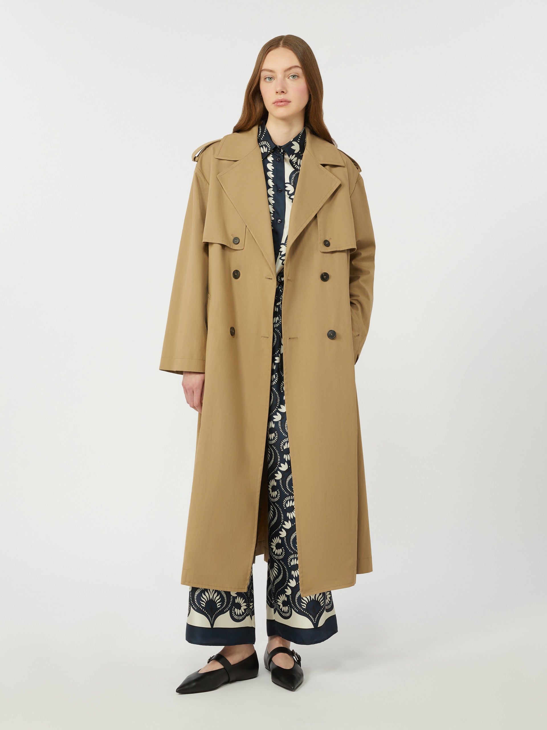 Fluid printed silk trousers