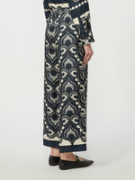Fluid printed silk trousers