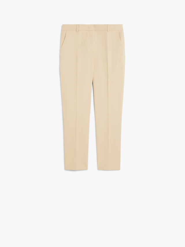 Stretch Cotton Cigarette Trousers for Women - Sand - Max Mara UAE