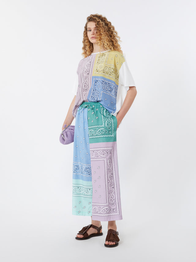 max mara printed cotton poplin trousers for women