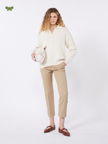 Stretch Cotton Trousers for Women - Camel - Max Mara UAE
