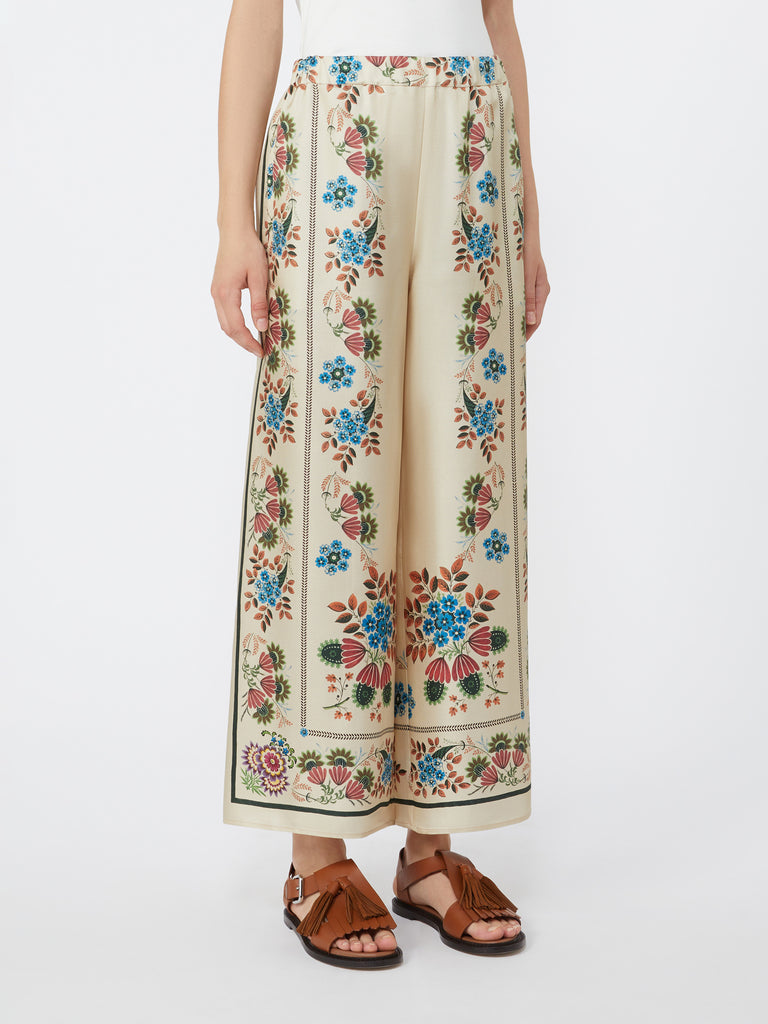 max mara printed silk twill trousers
