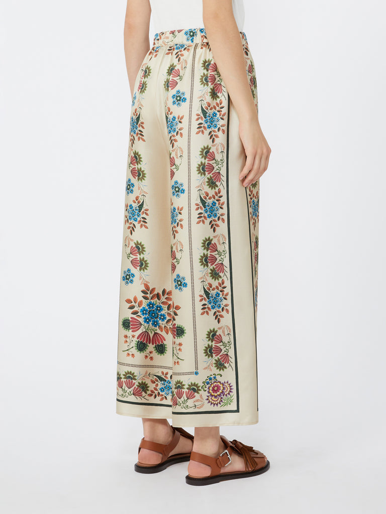 max mara printed silk twill trousers