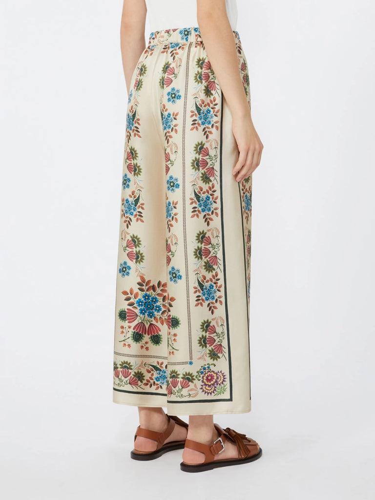max mara printed silk twill trousers