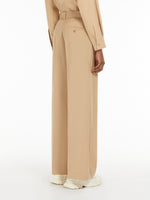 Wool Canvas Palazzo Trousers for Women - Beige - Max Mara UAE