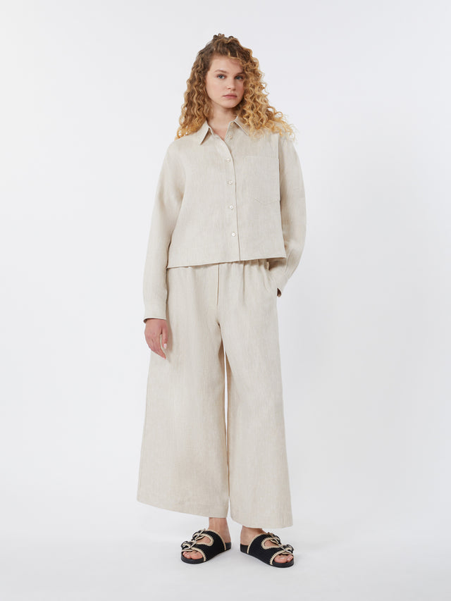 max mara wide-leg linen trousers for women