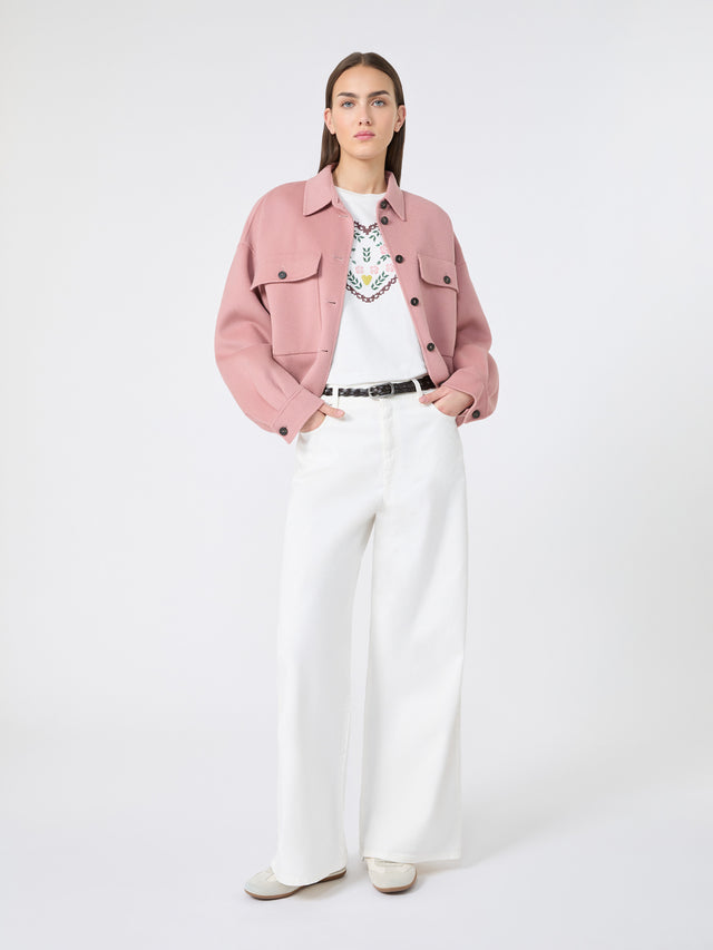 Cotton Drill Wide-Leg Trousers for Women - White - Max Mara UAE