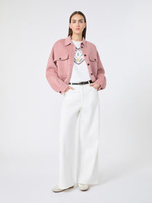 Cotton Drill Wide-Leg Trousers for Women - White - Max Mara UAE