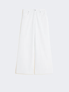 Cotton Drill Wide-Leg Trousers for Women - White - Max Mara UAE