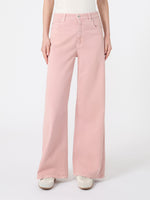 Cotton Drill Wide-Leg Trousers for Women - Pink - Max Mara UAE