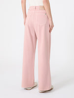 Cotton Drill Wide-Leg Trousers for Women - Pink - Max Mara UAE