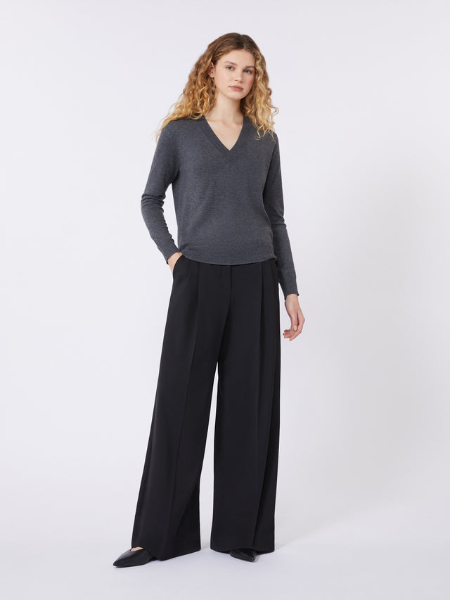 Wool-Blend Trousers for Women - Black - Max Mara UAE