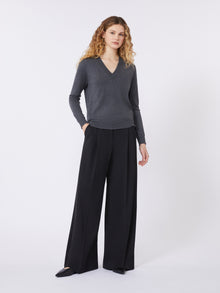 Wool-Blend Trousers for Women - Black - Max Mara UAE