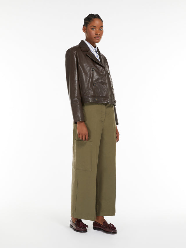 Cotton Canvas Trousers for Women - Kaki - Max Mara UAE