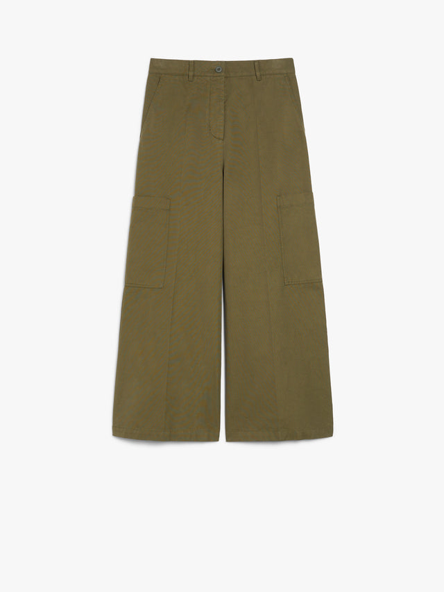Cotton Canvas Trousers for Women - Kaki - Max Mara UAE