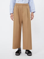 Cotton Rasetto Trousers for Women - Earth - Max Mara UAE
