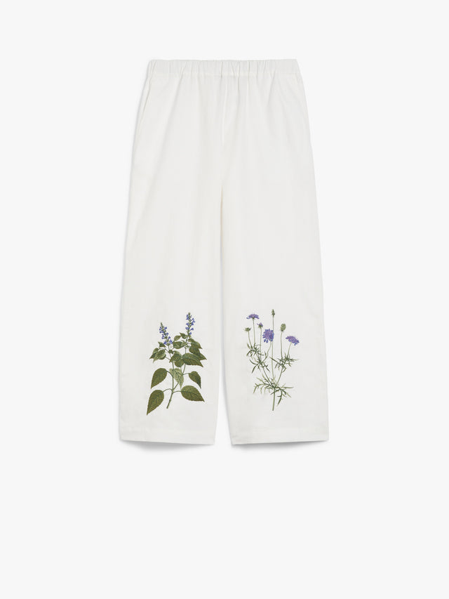 Cotton And Linen Cropped Trousers for Women - White - Max Mara UAE
