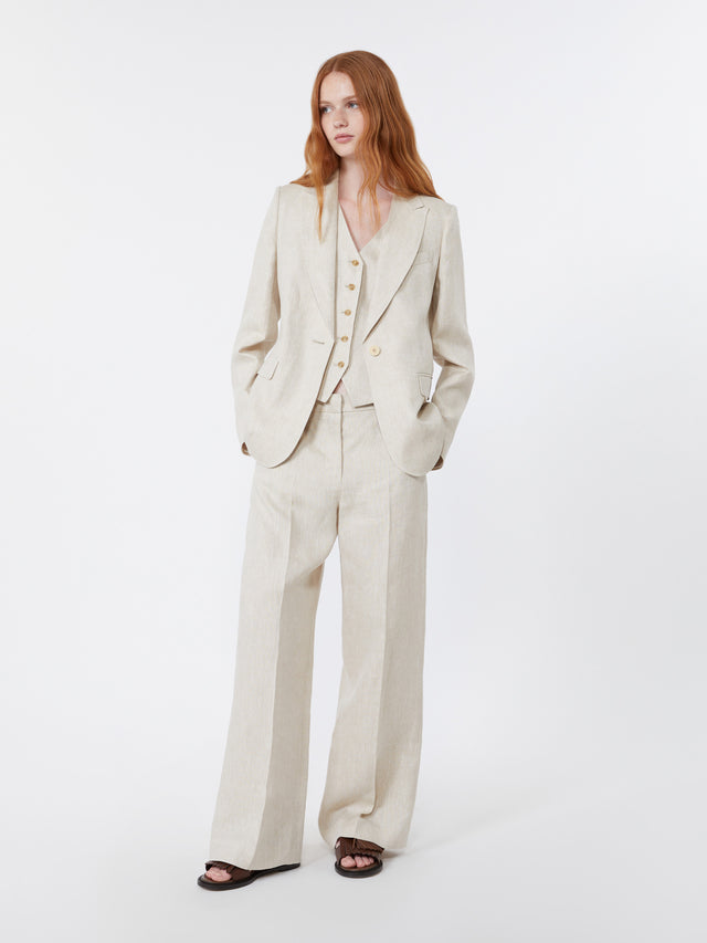 max mara linen canvas trousers for women