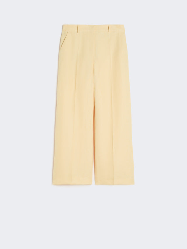 Linen Canvas Trousers for Women - Light Yellow - Max Mara UAE