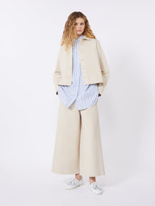 Cotton Drill Trousers for Women - Sand - Max Mara UAE