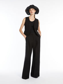 Viscose and linen wide trousers