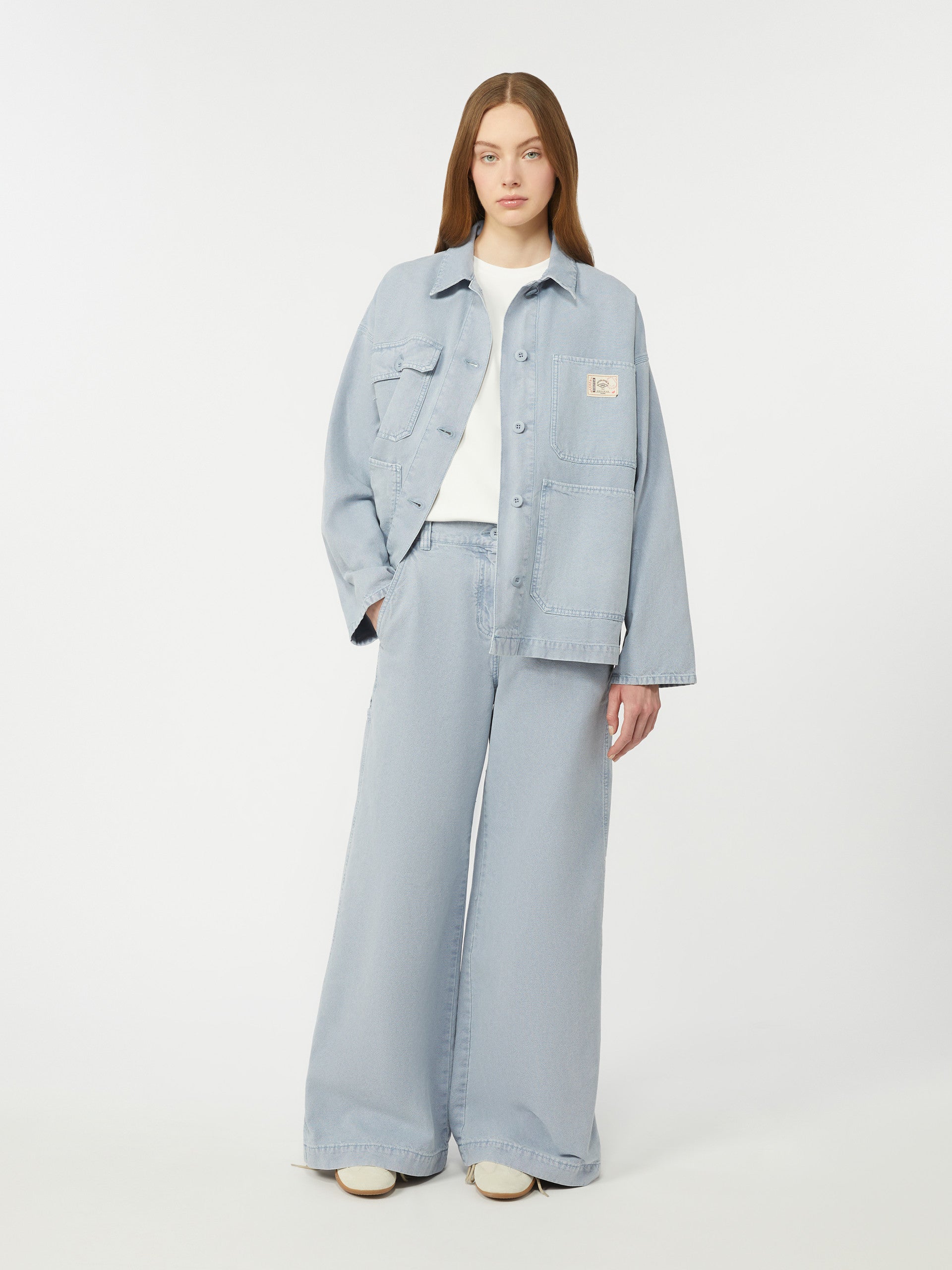 max mara cotton canvas wide-leg trousers for women