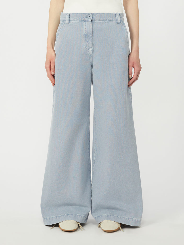 max mara cotton canvas wide-leg trousers